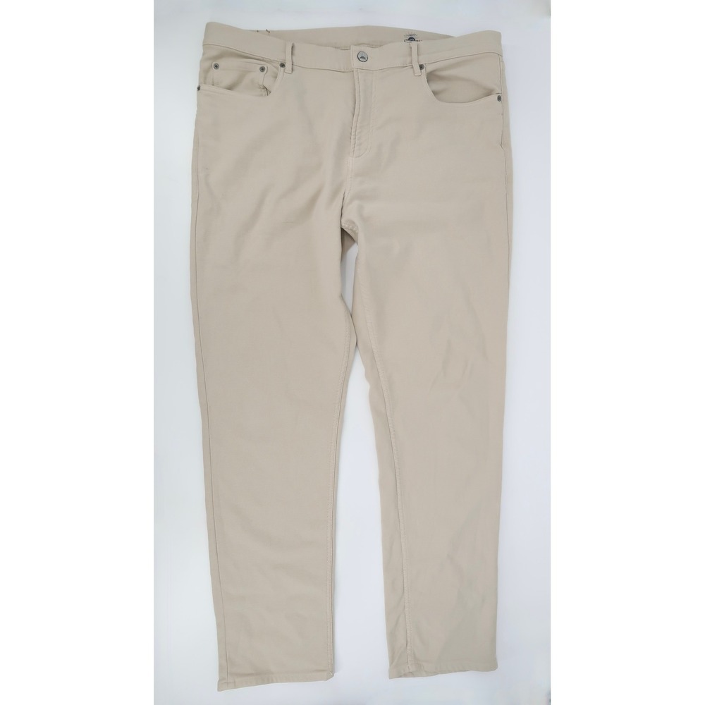 Faherty Stretch Terry 5-Pocket Pants Mens 38x32 Stone Khaki Cotton MBC0020-STN